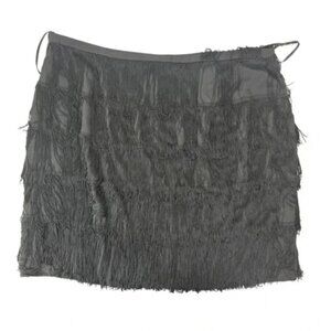 NEW Lauren Ralph Lauren Fringe Skirt Women's 20W Flapper Gatsby Cocktail Black